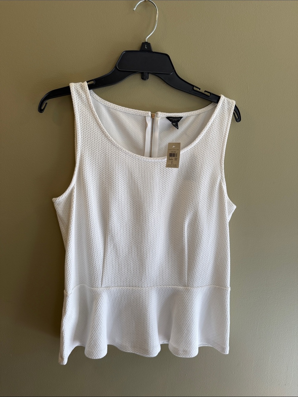 Ann Taylor White Sleeveless Peplum Tank Top